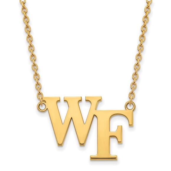 14k Yellow Gold Wake Forest U Large Pendant Necklace - Picture 1 of 4